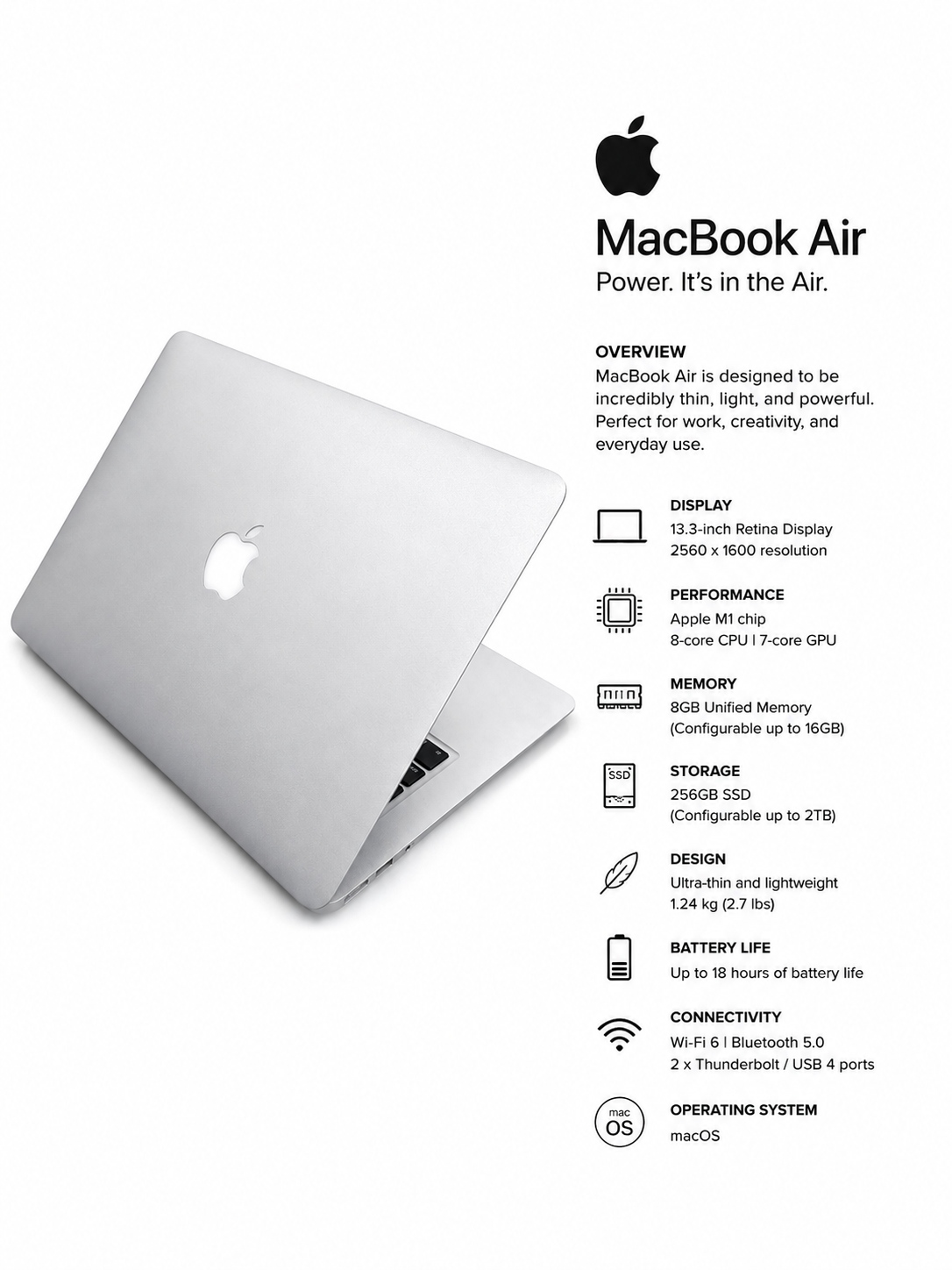 Apple MacBook Air M1 (8GB RAM / 256GB SSD) – 13.3" Retina Display | Touch ID |