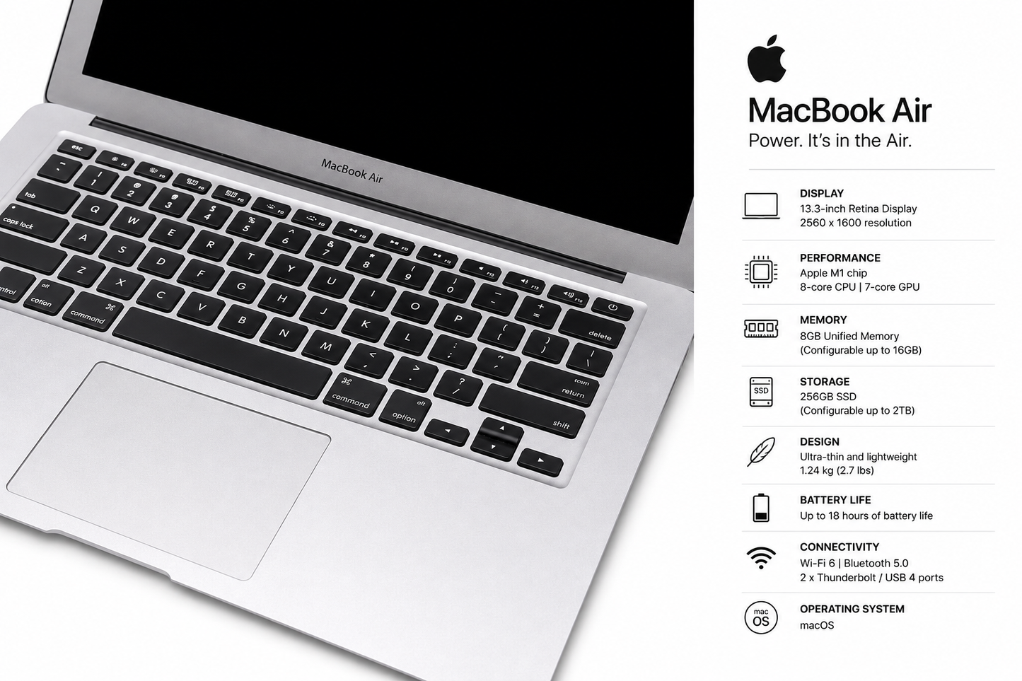 Apple MacBook Air M1 (8GB RAM / 256GB SSD) – 13.3" Retina Display | Touch ID |